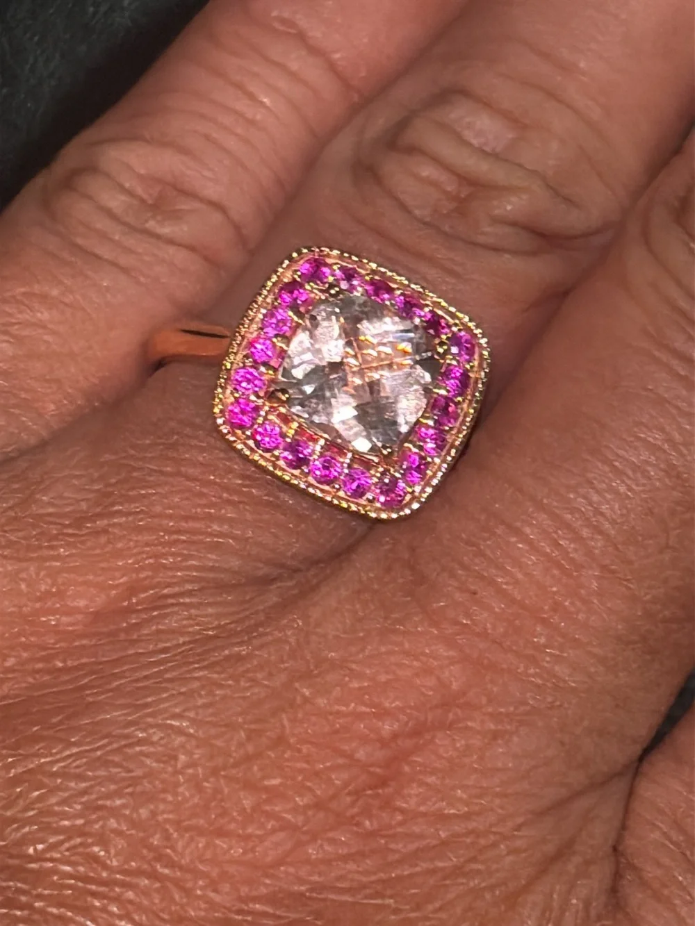 14k Rose Gold Ring Morganite and Pink Ring